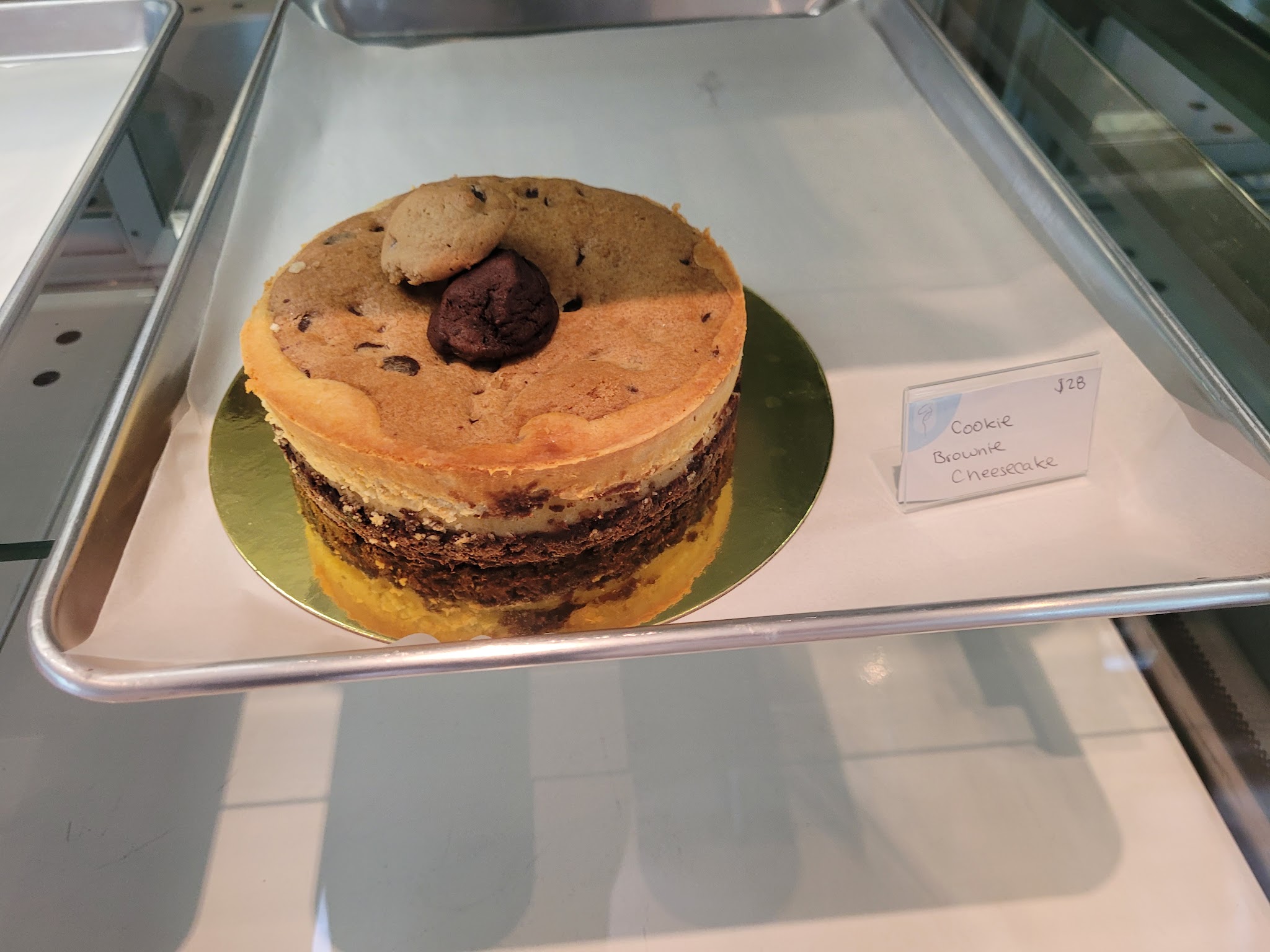 Cookie butter cheesecake in the bakery display case